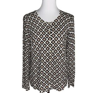 Charter Club Black and White Diamond Print Blouse